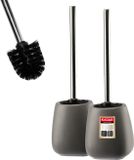 KADAX Toiletborstel en houder, toiletborstel met langere handgreep, keramische toiletborstel 12 x 36 cm, WC-set voor een schoon toilet, serie Pastelo (antraciet, 2 stuks)