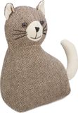 Merkloos Zware deurstopper kat van stof - Deurhouder met zandvulling - HxBxD 255 x 22 x 10 cm - bruin