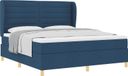vidaXL Lit à ressorts avec matelas Bleu 200 x 180 cm tissu