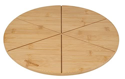 FACKELMANN Pizza snijplank hout rond 32 cm - bamboe - snijgroeven - Pizza & pasta