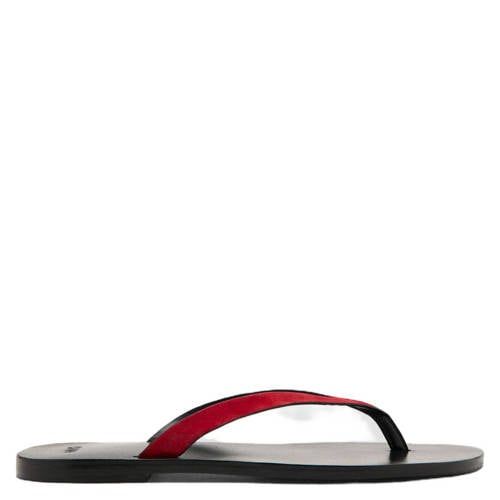 Mango Rood Leren Teenslippers