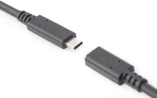 Digitus USB 2.0 Verlengkabel - 2 m - USB-C (stekker) naar USB-C (bus) - Zwart