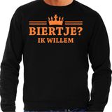 Bellatio Decorations Koningsdag sweater voor heren - biertje - zwart - glitters - feestkleding XXL