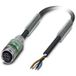 M12 câble de capteur Pur avec LED 4 broches femelle droite adaptée aux chaînes porte-câbles codage A, longueur 3,0 mètres noir gris Ral 7021, diamètre extérieur du câble 4,2mm - 1 pièce
