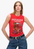 Superdry Tattoo Rhinestone-hemdje Dames Vesten Soda Pop Red