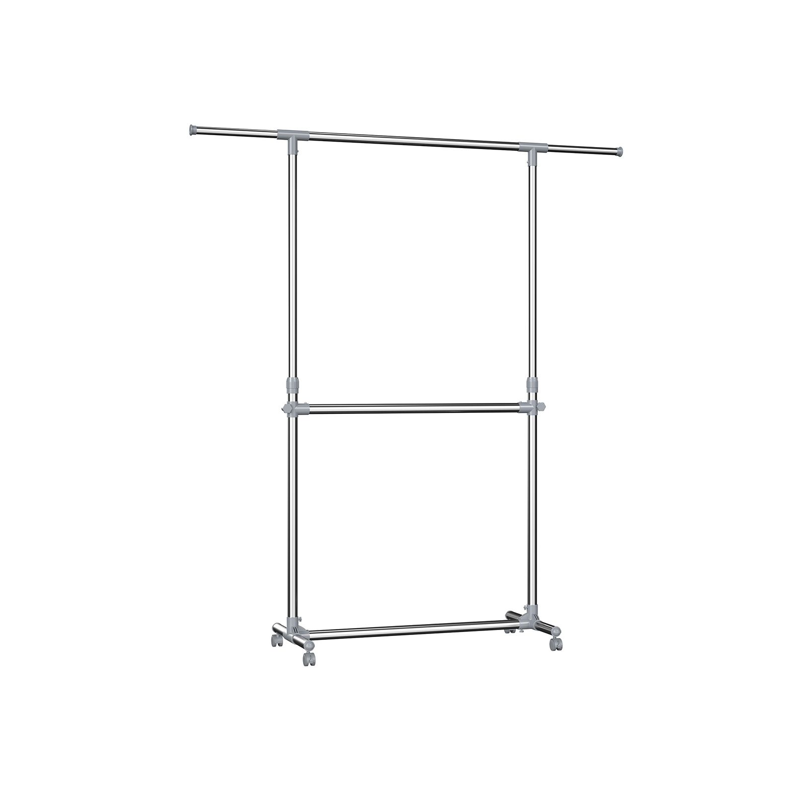 Songmics LLR401 Valet Stand - Adjustable & Rolling Clothes Rack - Grey & Stainless Steel