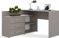 BDW Bureau d'angle, 3 tiroirs 2 étagères, gris, 120x7x50 cm
