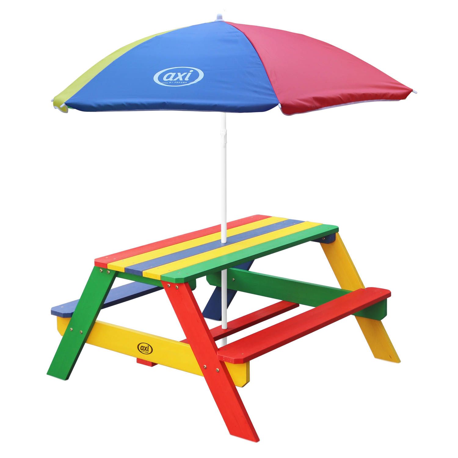 AXI Nick Picknicktafel Regenboog - Parasol Regenboog | Hout | Multi | 3+ jaar