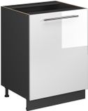 Vicco Keukenonderkast Fame-Line, Wit Hoogglans/Antraciet, 60 cm 1 deur zonder werkblad