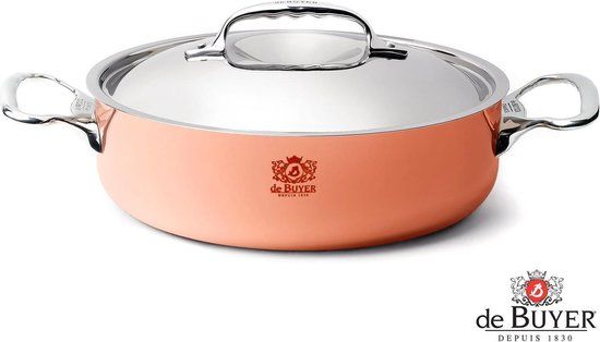 De Buyer Prima Matera Braadpan - Koper/RVS - 28cm - Met Deksel - Geschikt voor Alle Warmtebronnen