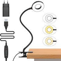 Glowy Bedlamp - Leeslamp met Klem - Dimbare LED Leeslampje - 3 Lichtstanden & 10 Helderheidsniveaus - Flexibele Zwanenhals - USB - Zwart