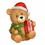 Mica decorations Luca Deco beer met LED 32,5 cm bruin
