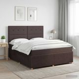 vidaXL Boxspringbed met matras, donkerbruin, 140 x 190 cm, stof