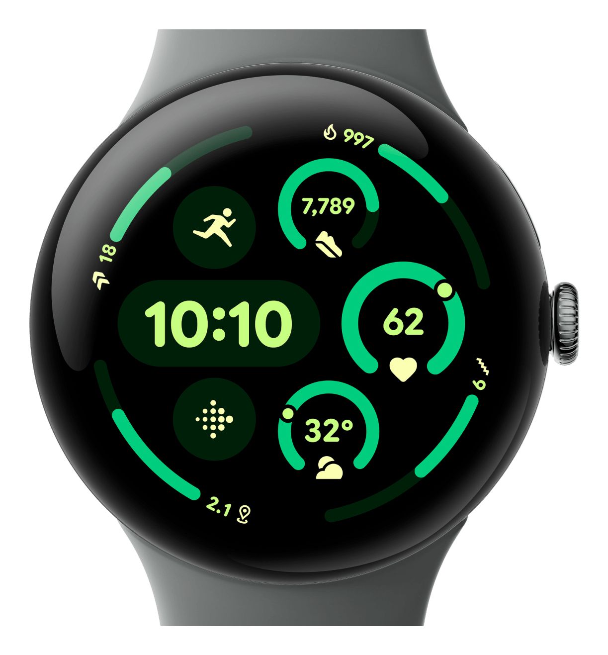 Google Pixel Watch 3 - Smartwatch - 45mm - Grijsgroen/Grijsgroen