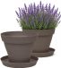 EDA Romeo Bloempot en onderschaal - 4 stuks - D25 x H20 cm - taupe - kunststof