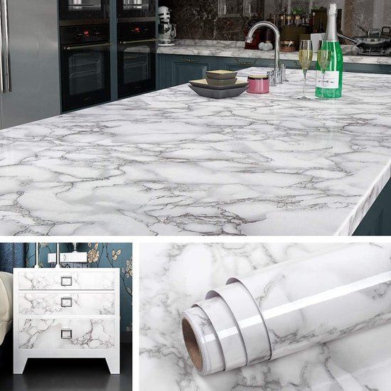 5M x 60CM Marble Film - Grey - Self-Adhesive - Table, Furniture, Kitchen, Wall - Waterproof
