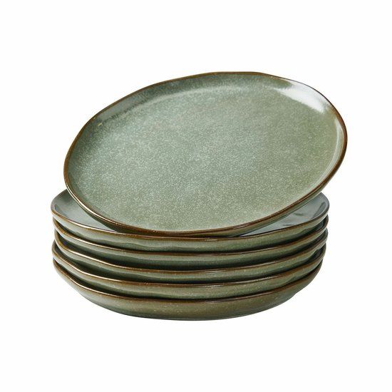 LOBERON Dessertbordje set van 6 Biarré turquoise/bruin