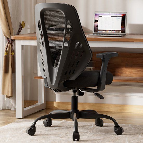 COMHOMA Ergonomische Bureaustoel - Mesh Rugleuning en Kantelfunctie - Zwart