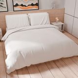 PETTI Artigiani Italiani - Dekbedovertrek voor Frans bed, dekbedovertrek en kussenslopen van microvezel, effen, wit, 100% Made in Italy