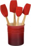 Le Creuset Spatelset - Met spatelpot - Aardewerk - 5-delig - Kersenrood