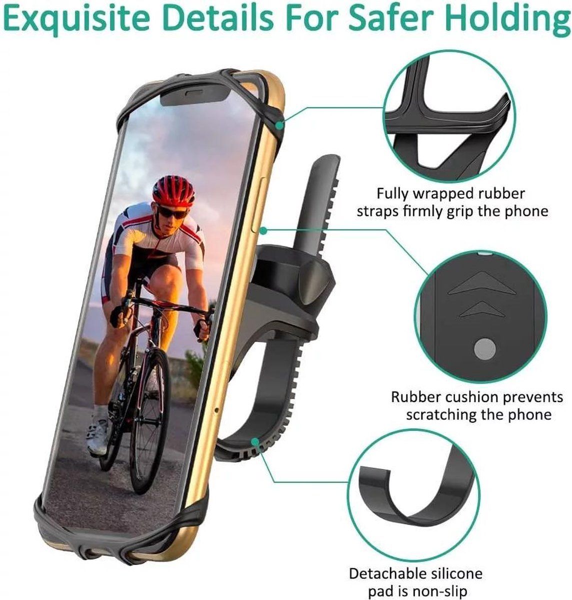 Garpex® Telefoonhouder Fiets - Motor - Universeel - Zwart