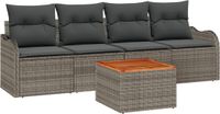 vidaXL Banc de jardin 5 pièces 4 places gris polyrotin