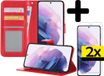 LUQ Samsung Galaxy S21 Book Case - Red - Includes Screen Protector