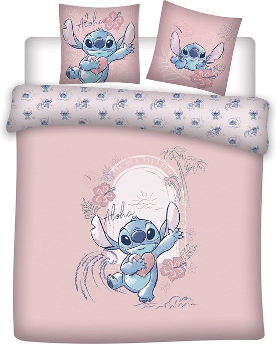 Disney Lilo & Stitch Dekbedovertrek - Lits-jumeaux - Katoen - Roze