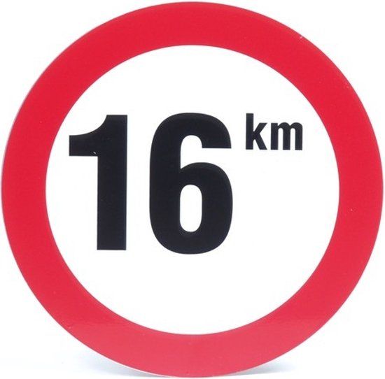 Huismerk Bol Bord 16Km Zwart/Rood/Wit 24 cm