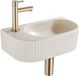 QeramiQ Fuente fonteinset – halfrond – 40x21.5x12 cm – kraangat links – geborsteld gouden kraan – geribbeld