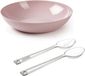Plasticforte Bol à salade - Transparant couvert à salade - Plastique - Rose - D30 cm