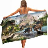 Ulticool Microvezel Sneldrogende Handdoek – 160x80 cm - Dino Dinosaurus - Reizen Travel Accessoires Reis Gadgets - Sauna Gym Yoga Haar - Lichtgewicht Strandlaken Badlaken Badhanddoek Zwemhanddoek Reishanddoek Microfiber - Mannen Gadget