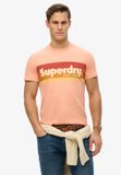 Superdry Terrain Logo Stripe Relaxed T-shirt Korte Mouwen M Mannen Papaya Punch Pink Slub