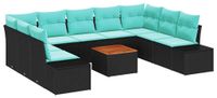 vidaXL Tuinbank - Set - 10 - st - Zwart - en - turkoois