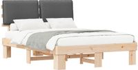 vidaXL Bedframe met Gevoerde Hoofdbord Donkergrijs 150 x 200 cm
