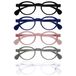 OPULIZE OCA Leesbrillen - 5-Pack - Modern Retro Rond Montuur - Zwart, Blauw, Roze, Grijs, Wit - Heren Dames - Veerscharnieren - RRRRR54-1347W - +3.50