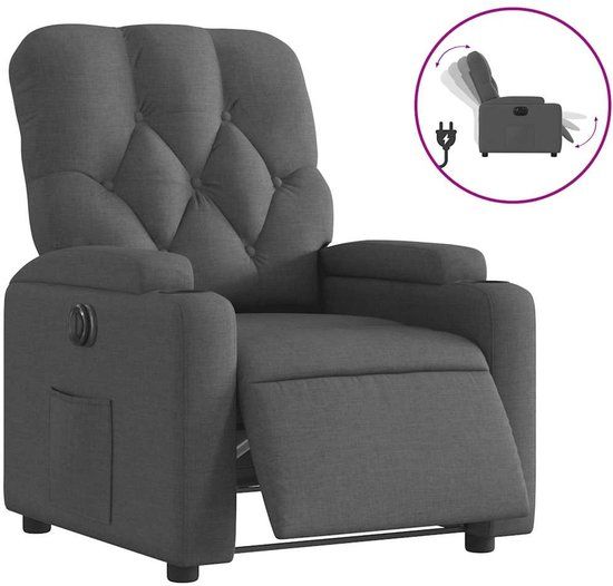 vidaXL Fauteuil elektrisch verstelbaar stof donkergrijs