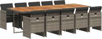 vidaXL 11-delige tuinset met kussens, grijs, polyrotan