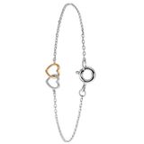 Lucardi Dames Armband 2 harten zilver/rose - Echt Zilver - Armband - Cadeau - 18 cm