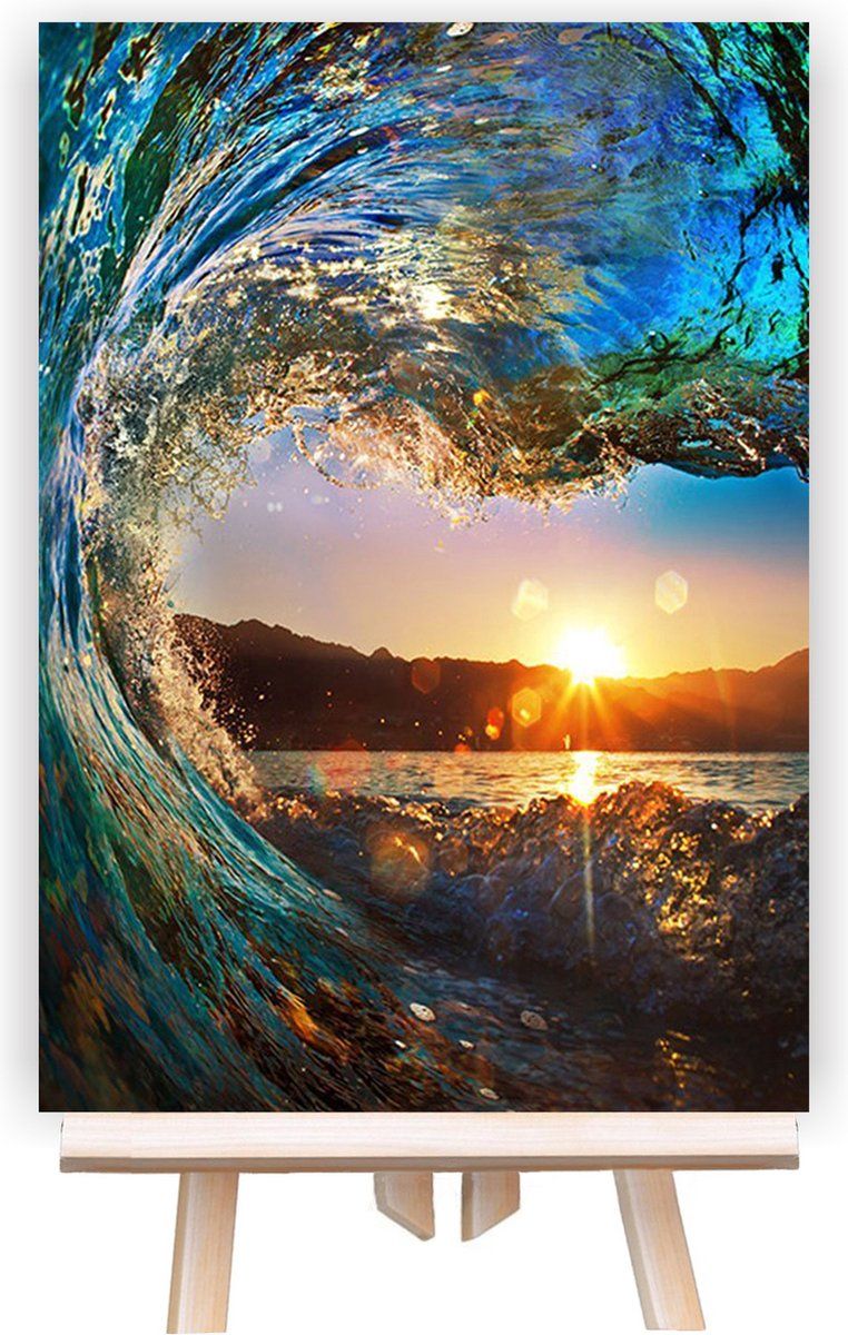DIY PAINTINGS Schilderen Op Nummer Volwassenen - Oh Sunny Day! - Golf - Zee - Zon - Sunset - Water - Landschap - Bergen - 40x50 cm - Canvas