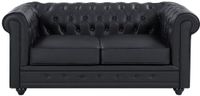 Vente-unique Tweezitsbank van zwart buffelleer CHESTERFIELD