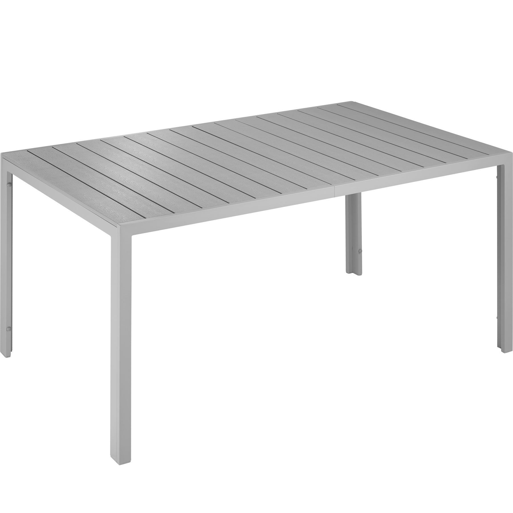 tectake® - Tuintafel - 150 x 90 cm - Aluminium frame - Kunststof tafelblad - Zilvergrijs