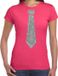 Bellatio Decorations Verkleed shirt dames - stropdas glitter zilver - roze - carnaval - foute party XXL