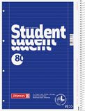 Brunnen Student 1067907 Notitieblok/collegeblok (voor linkshandigen, A4, gelinieerd, liniatuur 27, 70 g/m², 80 vellen met spiraal rechts)