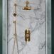 Hudson Reed Elizabeth Kit de douche thermostatique – 2 fonctions – Pommeau & Kit douchette sur rampe – Or satiné