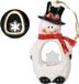 Céramique bonhomme de neige avec flocon de neige éclairé par LED, blanc, 15 cm