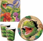 Merkloos Enfants Fête de dinosaures - dressage de table - set de vaisselle - pour 16 enfants - assiettes / gobelets / serviettes - en carton