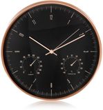 Centrumelektroniki Wandklok met thermometer en hygrometer CE70 G gouden kleur