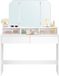 Vasagle Coiffeuse avec miroir rabattable - 2 tiroirs - 3 compartiments ouverts - largeur 100 cm - Blanc