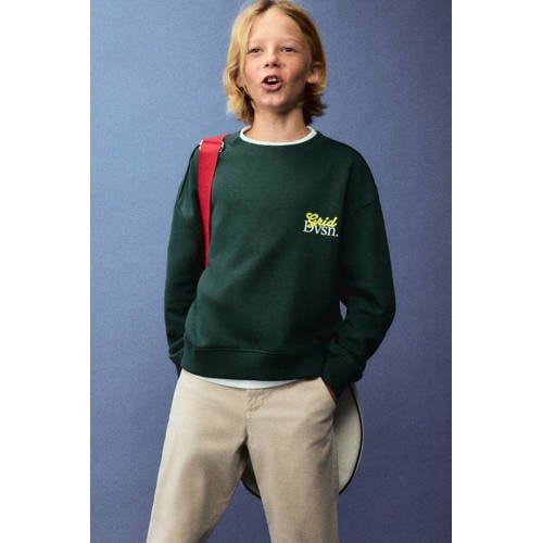 Mango Kids sweater met backprint - donkergroen